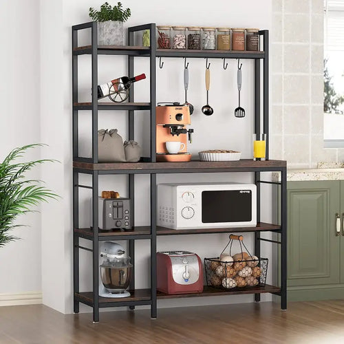 Scaffale da Panettiere a 5 Ripiani, Scaffale Multifunzionale con Credenza per Cucina, Porta Forno a Microonde