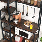 5-Tier Bakers Rack,Utility Storage Shelf with Storage Hutch for Kitchen, Microwave Oven Stand
