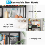 5-Tier Bakers Rack,Utility Storage Shelf with Storage Hutch for Kitchen, Microwave Oven Stand