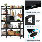 5-Tier Bakers Rack,Utility Storage Shelf with Storage Hutch for Kitchen, Microwave Oven Stand