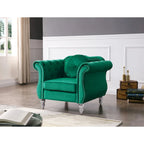 Navy Blue Velvet Accent Chair with Nailhead Trim