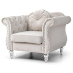 Navy Blue Velvet Accent Chair with Nailhead Trim