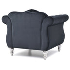 Navy Blue Velvet Accent Chair with Nailhead Trim