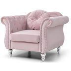 Navy Blue Velvet Accent Chair with Nailhead Trim