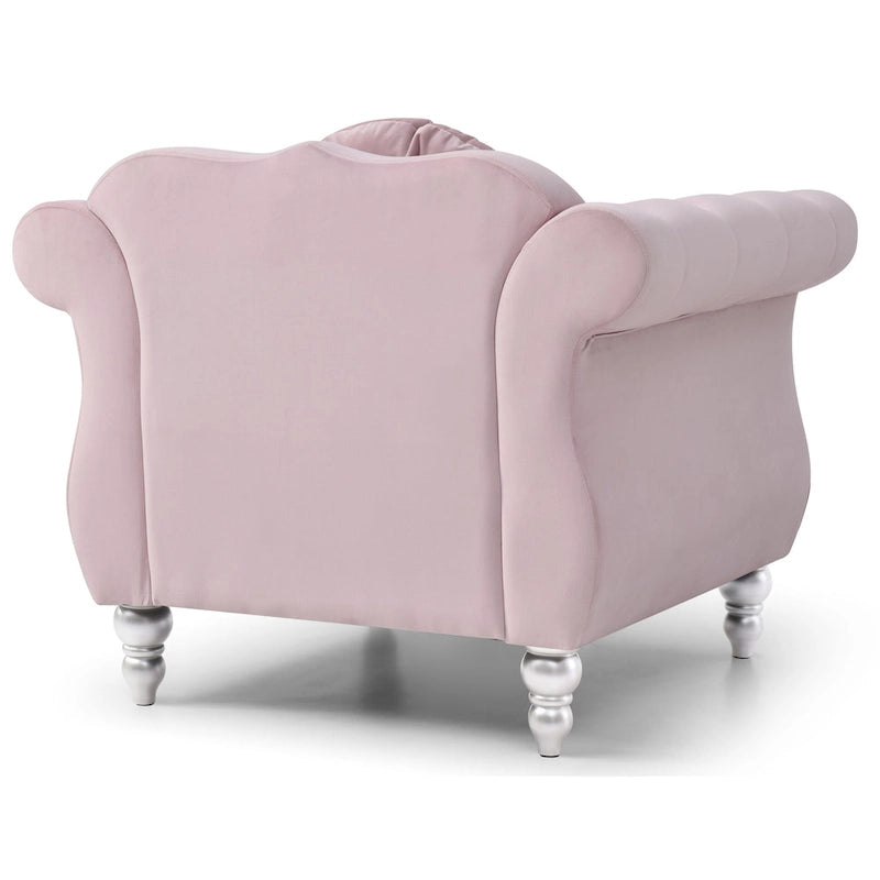 Navy Blue Velvet Accent Chair with Nailhead Trim