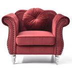 Navy Blue Velvet Accent Chair with Nailhead Trim