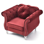 Navy Blue Velvet Accent Chair with Nailhead Trim