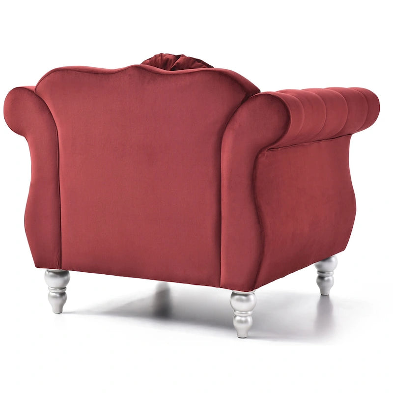 Navy Blue Velvet Accent Chair with Nailhead Trim