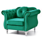 Navy Blue Velvet Accent Chair with Nailhead Trim