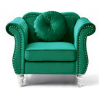 Navy Blue Velvet Accent Chair with Nailhead Trim