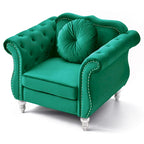 Navy Blue Velvet Accent Chair with Nailhead Trim
