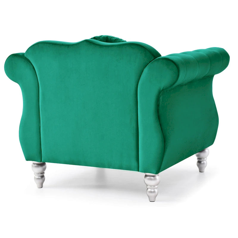 Navy Blue Velvet Accent Chair with Nailhead Trim