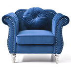 Navy Blue Velvet Accent Chair with Nailhead Trim
