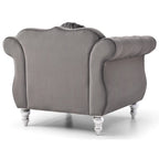 Navy Blue Velvet Accent Chair with Nailhead Trim