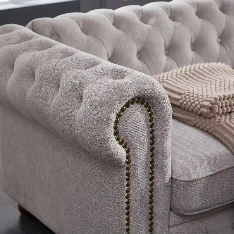 Chesterfield Sofa in Linen Fabric