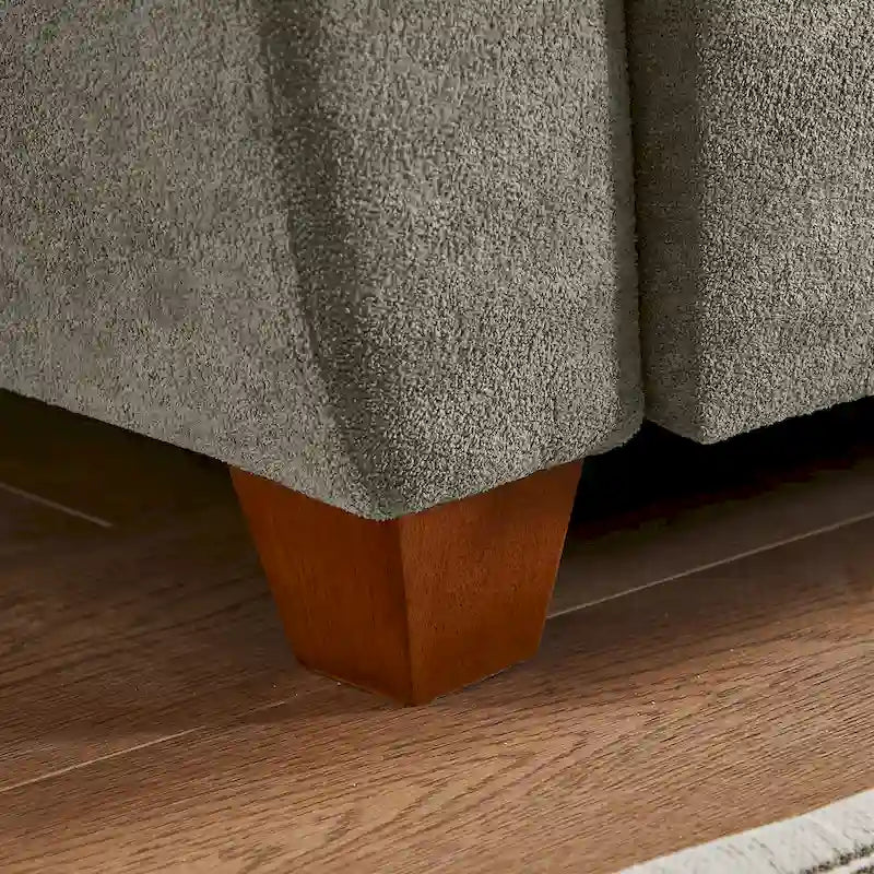 Modern 4-Seater Sectional Sofa with Hidden Coffee Table, Adjustable Headrest & Storage, Towelling Fabric