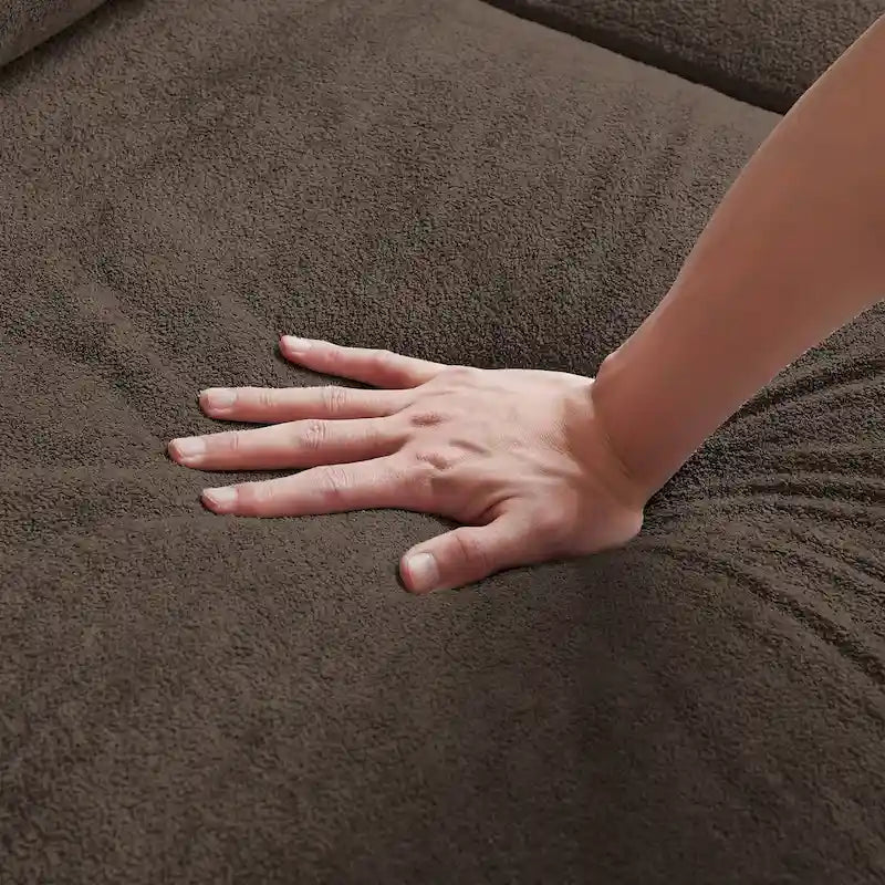 Modern 4-Seater Sectional Sofa with Hidden Coffee Table, Adjustable Headrest & Storage, Towelling Fabric