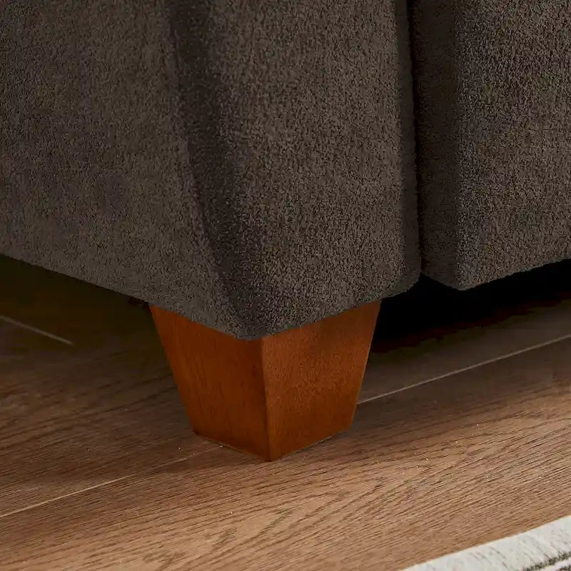 Modern 4-Seater Sectional Sofa with Hidden Coffee Table, Adjustable Headrest & Storage, Towelling Fabric