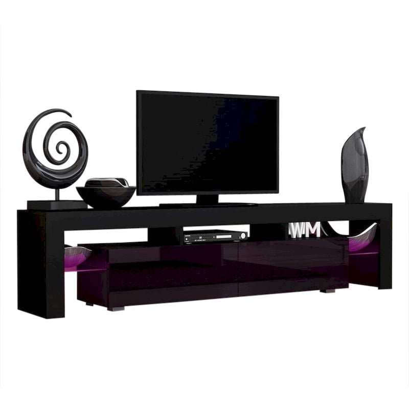 White 79-Inch TV Stand with LED Lights
