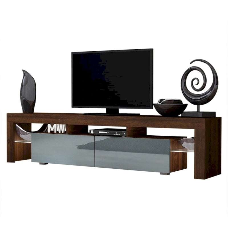 White 79-Inch TV Stand with LED Lights