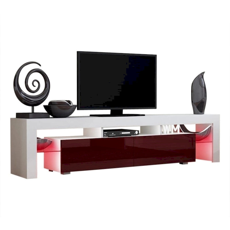 White 79-Inch TV Stand with LED Lights