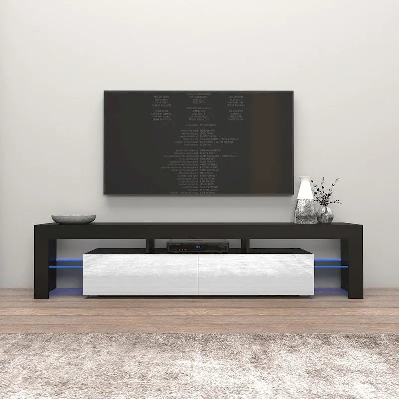 White 79-Inch TV Stand with LED Lights