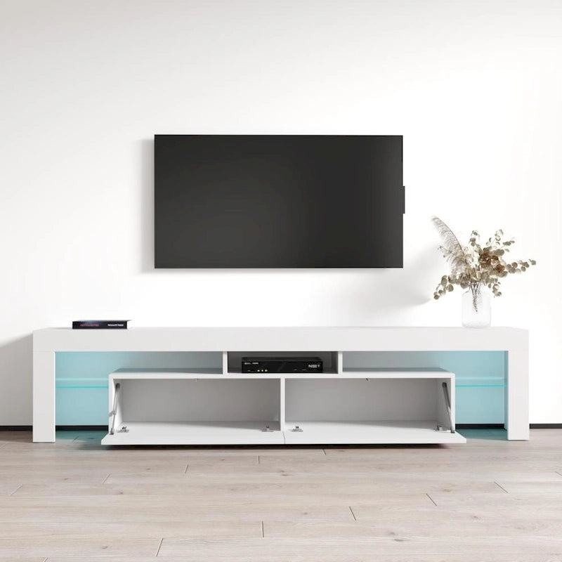 White 79-Inch TV Stand with LED Lights