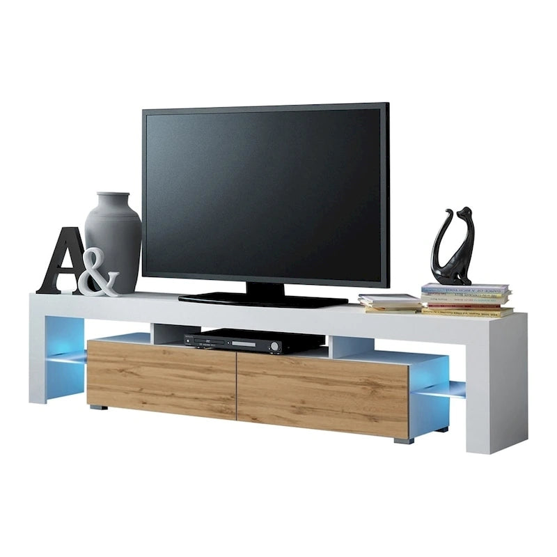 White 79-Inch TV Stand with LED Lights