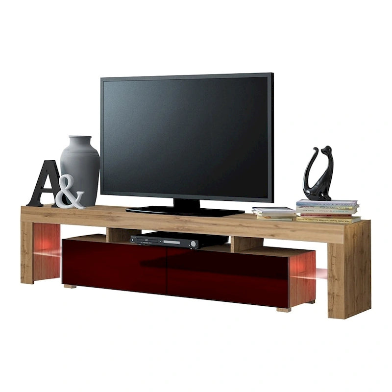 White 79-Inch TV Stand with LED Lights