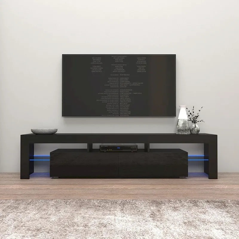 White 79-Inch TV Stand with LED Lights