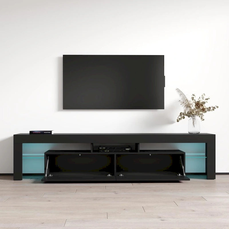 White 79-Inch TV Stand with LED Lights