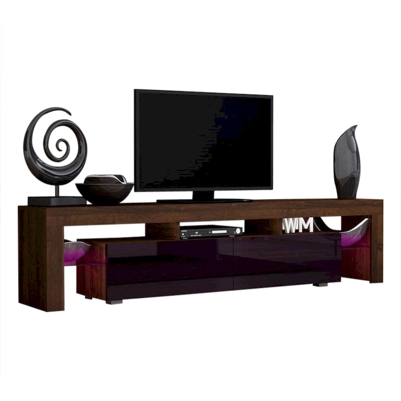 White 79-Inch TV Stand with LED Lights