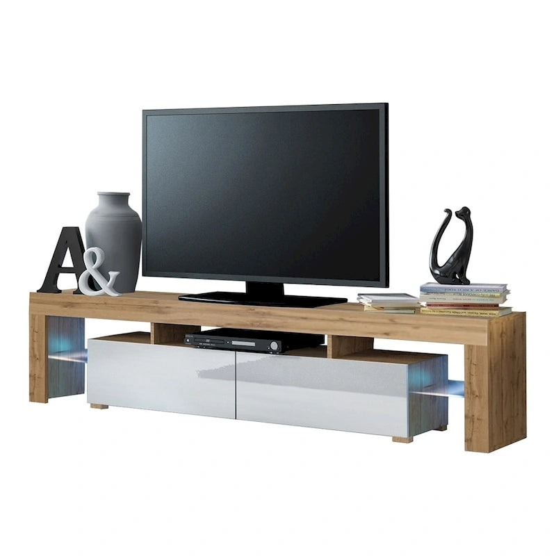 White 79-Inch TV Stand with LED Lights