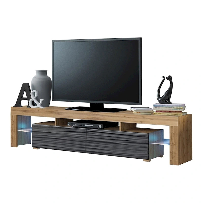 White 79-Inch TV Stand with LED Lights