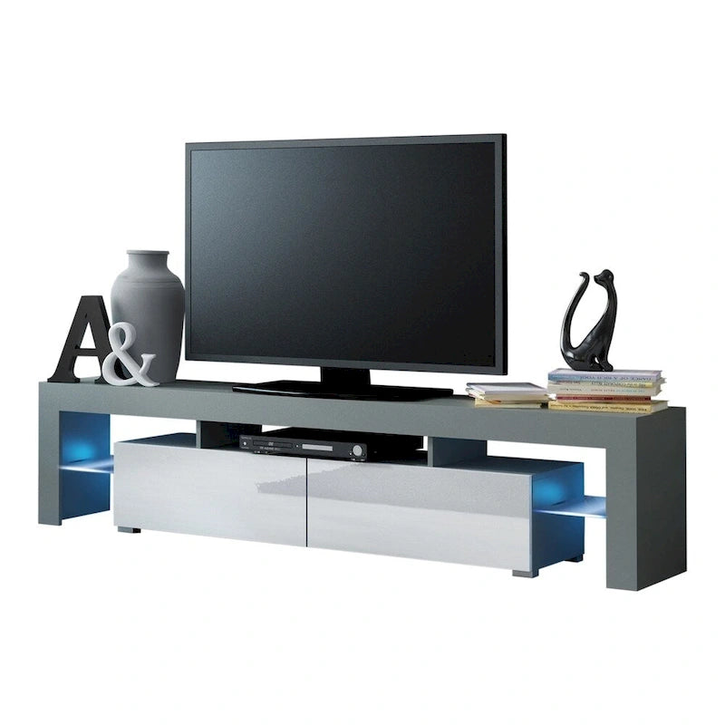 White 79-Inch TV Stand with LED Lights