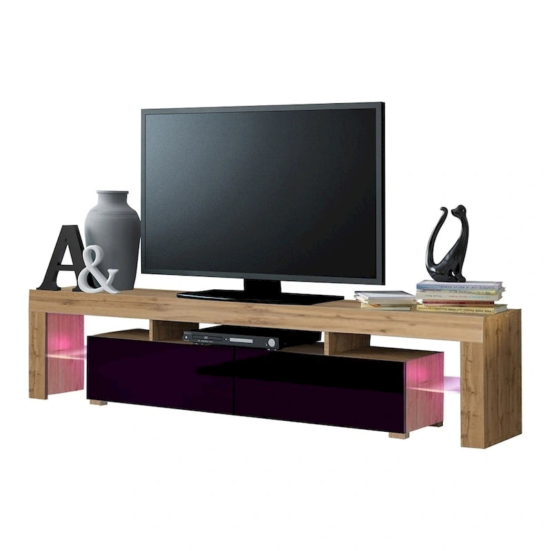 White 79-Inch TV Stand with LED Lights