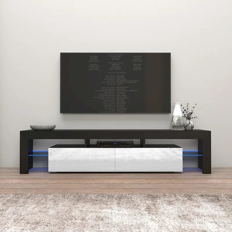White 79-Inch TV Stand with LED Lights