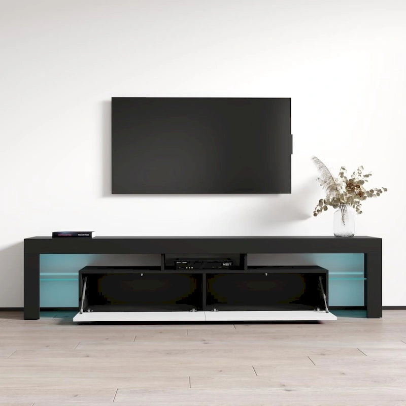 White 79-Inch TV Stand with LED Lights