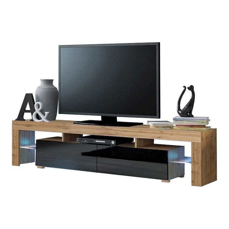 White 79-Inch TV Stand with LED Lights