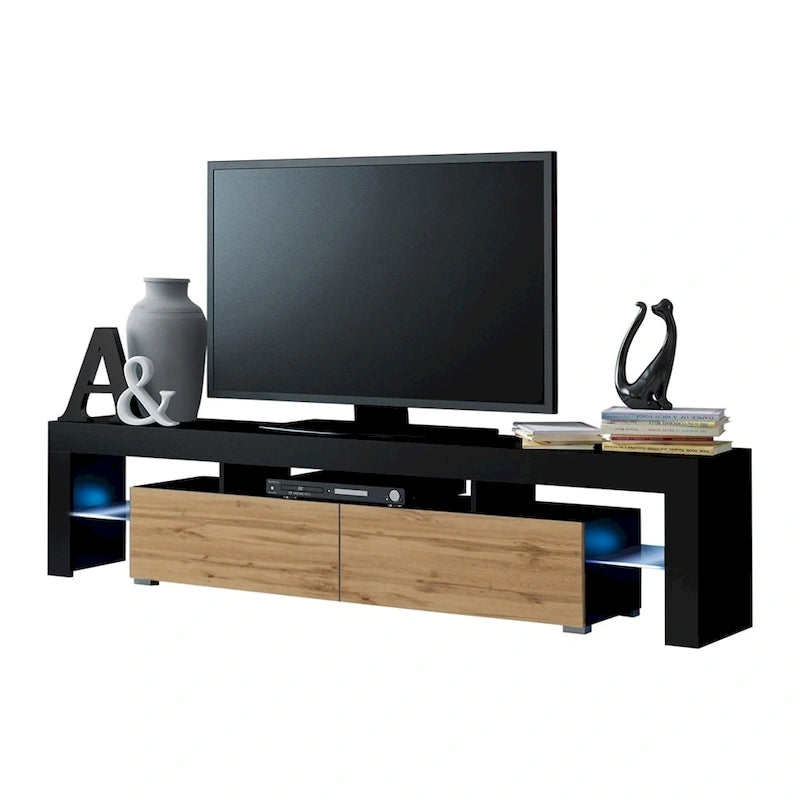 White 79-Inch TV Stand with LED Lights