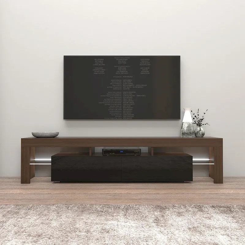 White 79-Inch TV Stand with LED Lights
