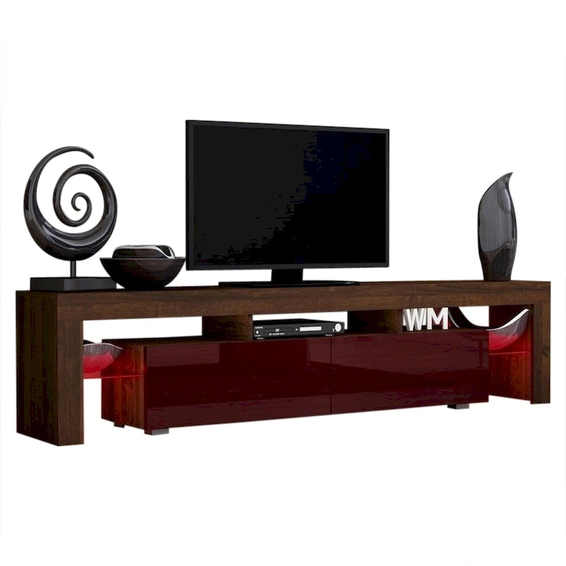 White 79-Inch TV Stand with LED Lights