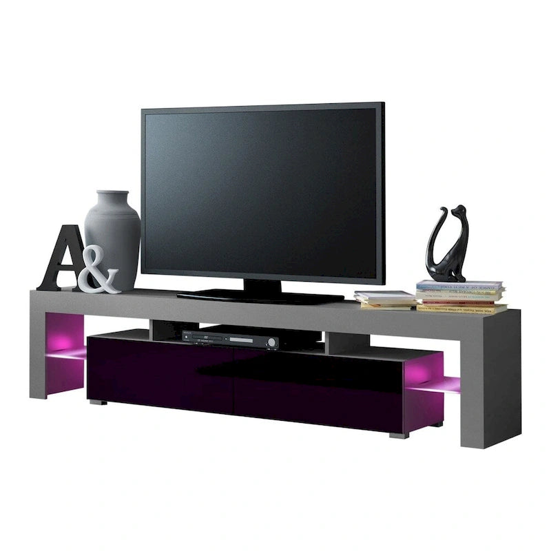 White 79-Inch TV Stand with LED Lights