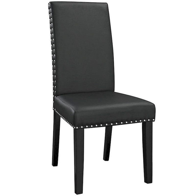 Sedia da pranzo Parson Milton con borchie, nera