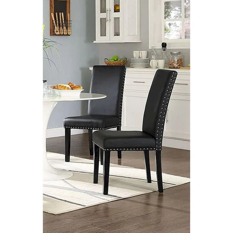 Sedia da pranzo Parson Milton con borchie, nera