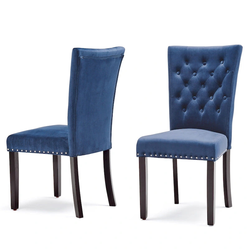 Silver Orchid Flohr Tufted Velvet Dining Chairs (Set of 2)
