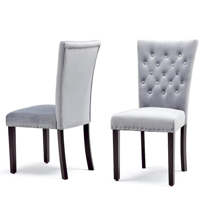 Silver Orchid Flohr Tufted Velvet Dining Chairs (Set of 2)