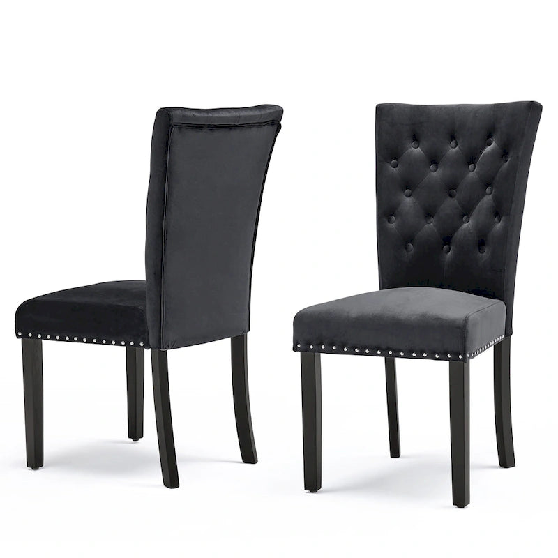 Silver Orchid Flohr Tufted Velvet Dining Chairs (Set of 2)