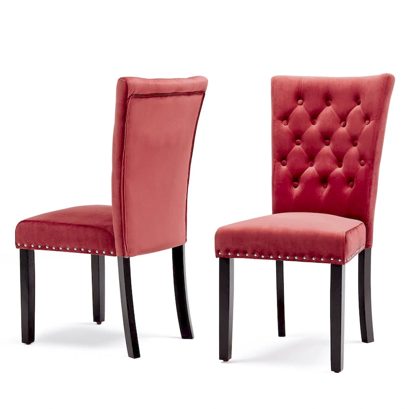 Silver Orchid Flohr Tufted Velvet Dining Chairs (Set of 2)