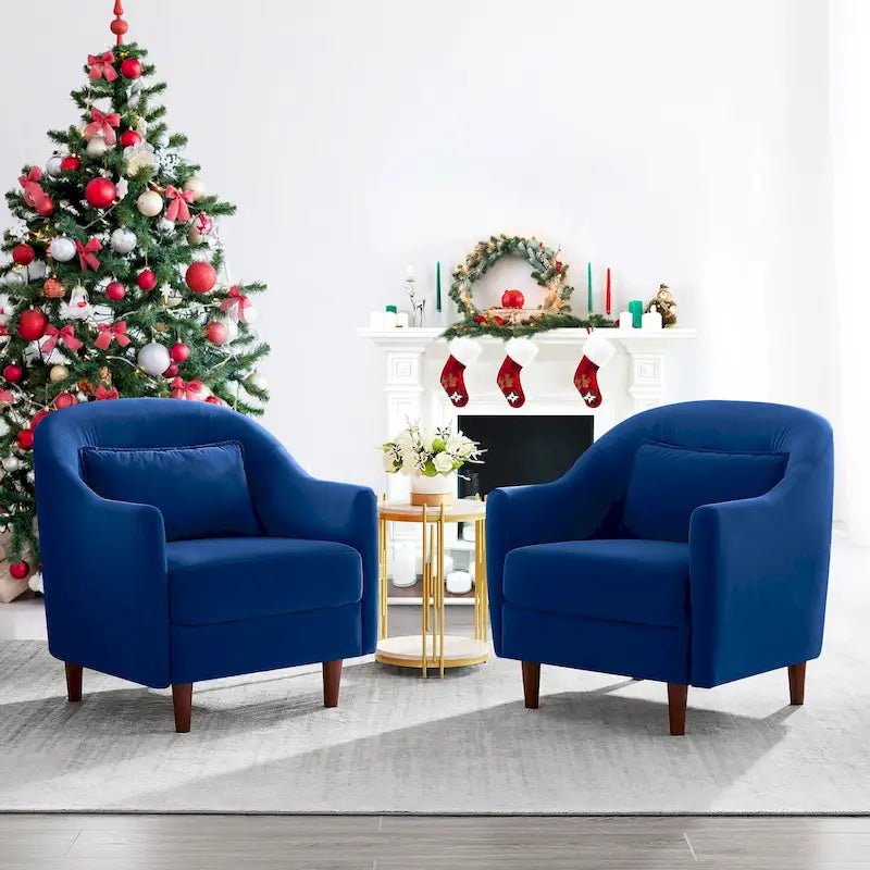 Velvet Barrel Accent Chair Set of 2 - Multiple Colors